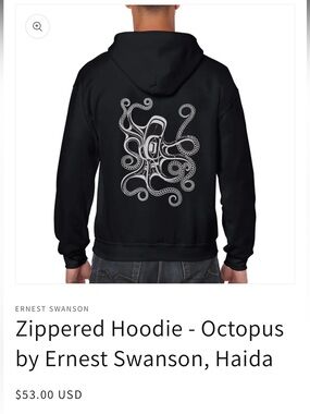 Native Apparel Black Hoodie with Silver Zipper Pull